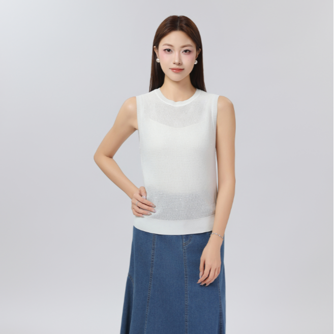 AMASS/阿玛施新款设计感时髦无袖闪片背心上衣538015-61/69