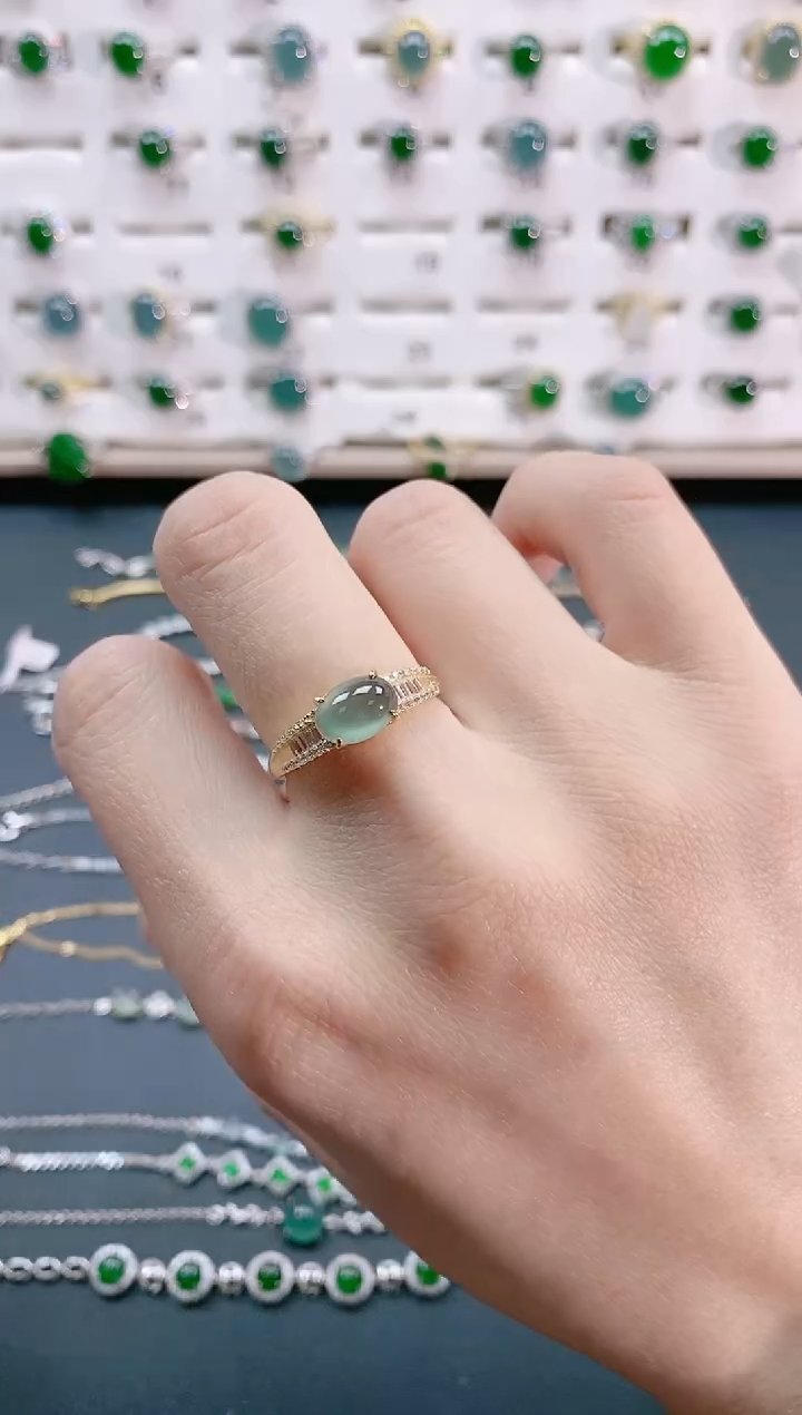 【闪购商品】翡翠戒指银S925镶嵌天然翡翠