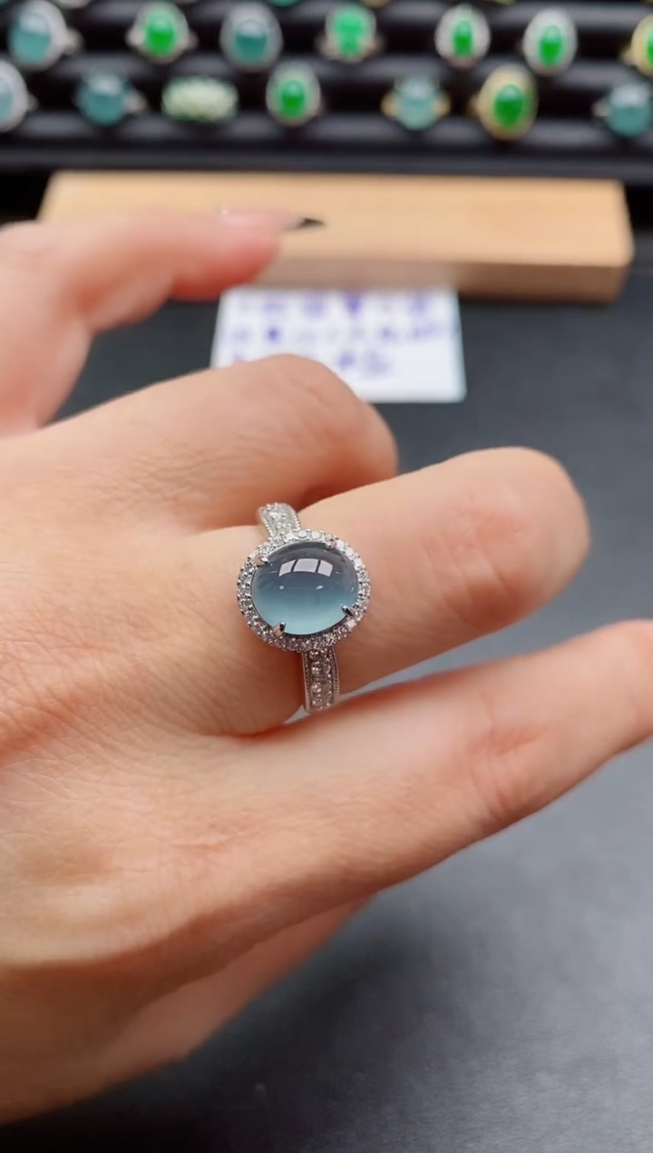 银S925镶嵌戒指翡翠1