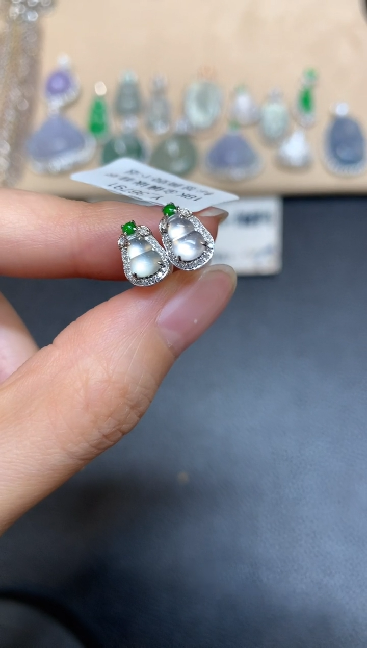 【闪购商品】翡翠耳饰18K金镶嵌【无服务费多样性发其一