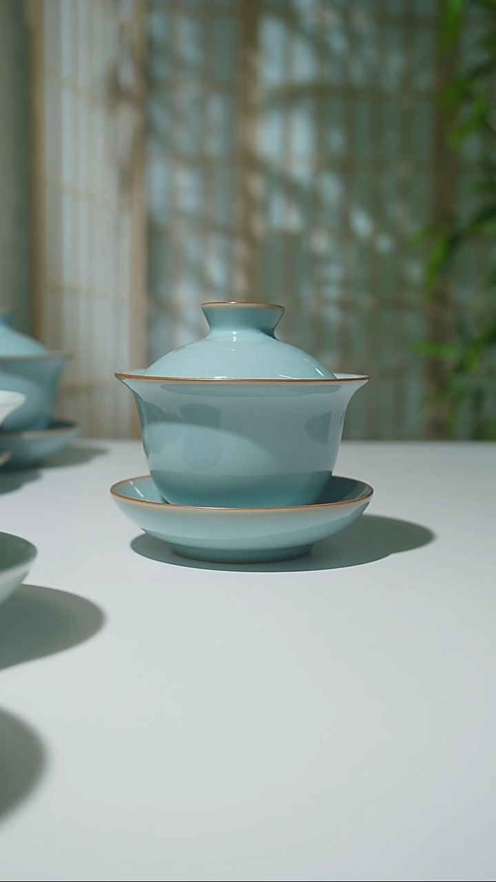 【闪购商品】杯天青玉兰盖碗二级原矿釉0679号