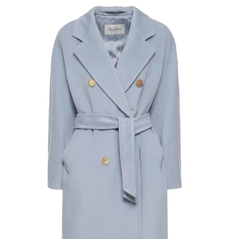 99新 MaxMara 雾霾蓝长款大衣/74211048/代卖服务/12期免息