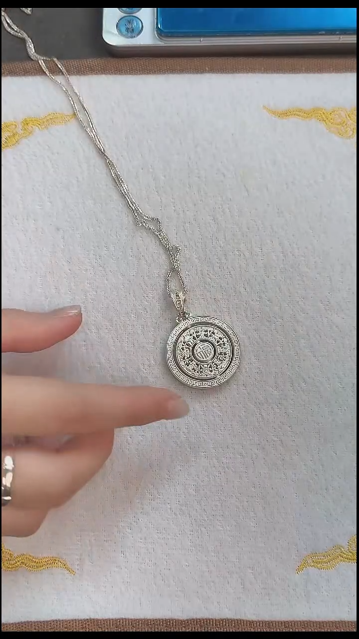 无足银 [半亩银田]足银八宝罗盘加肖邦链50CM