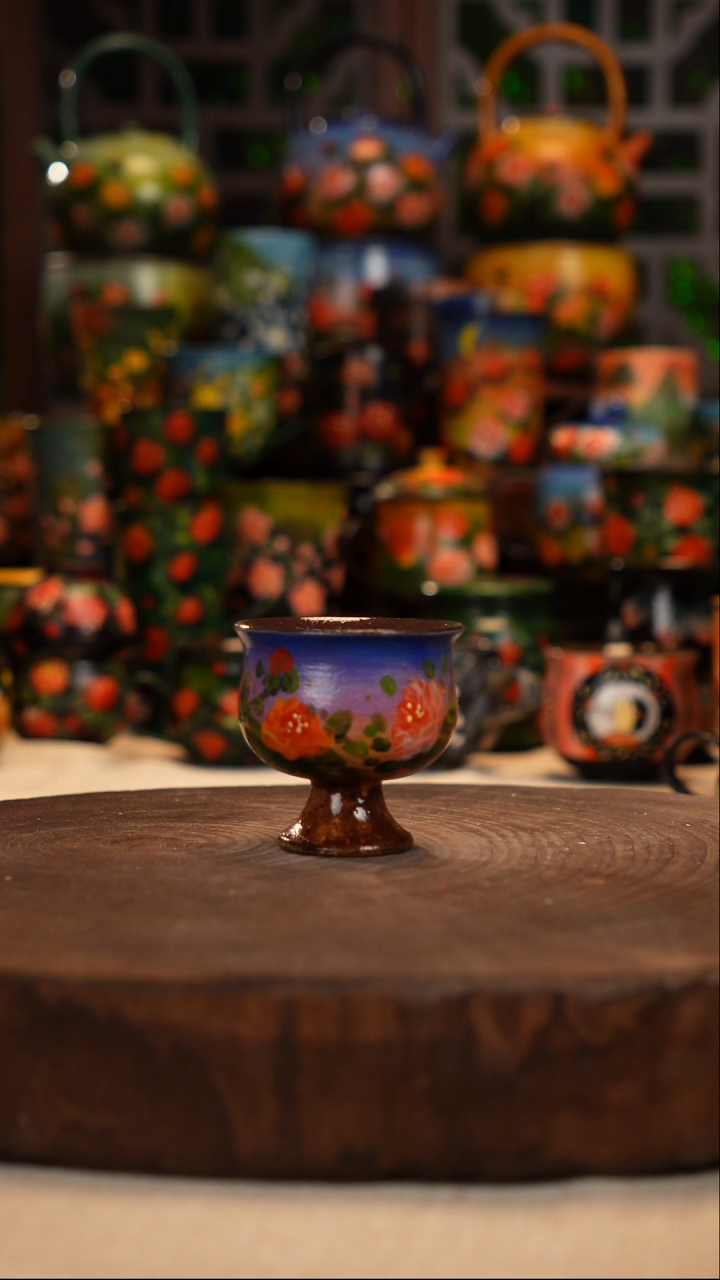 紫砂油画手绘釉下彩