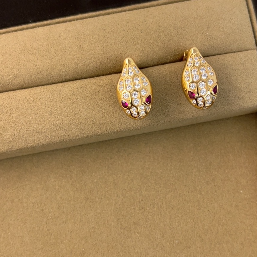 铜合金合成锆石耳饰 【高】大公子蛇头耳钉M1196