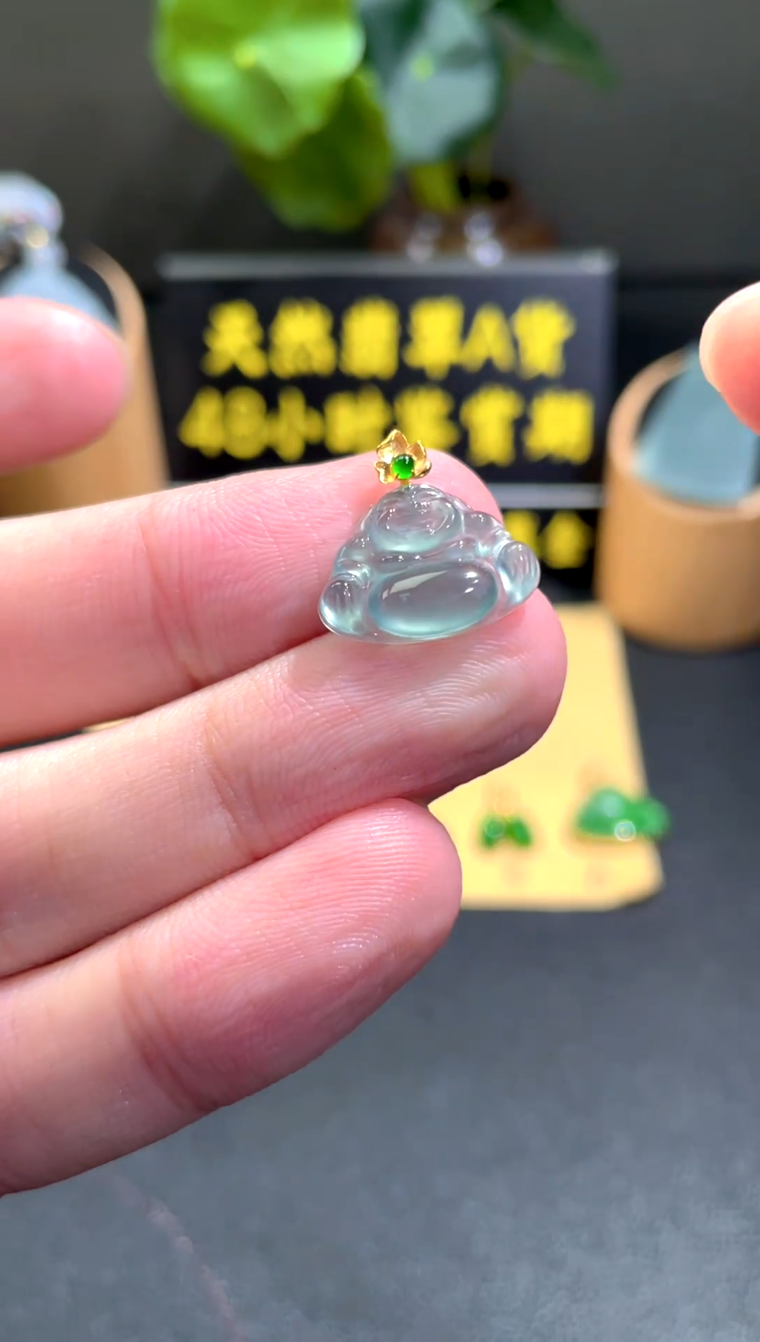 颈饰18K金镶嵌翡翠翡翠A货