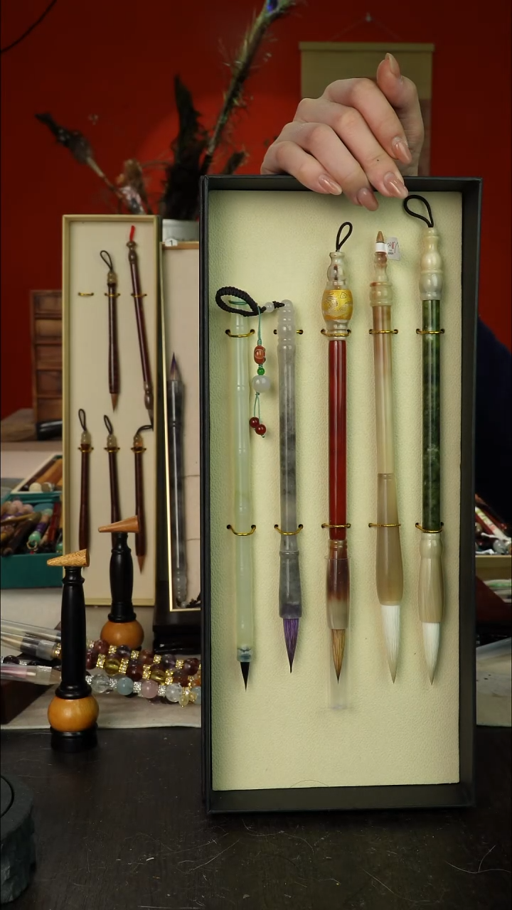 10号闪孤品高货毛笔链接 清水试笔 蘸墨不退