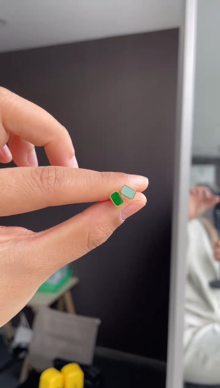 吊坠(不含链)18K金镶嵌翡翠天然缅甸A货翡翠