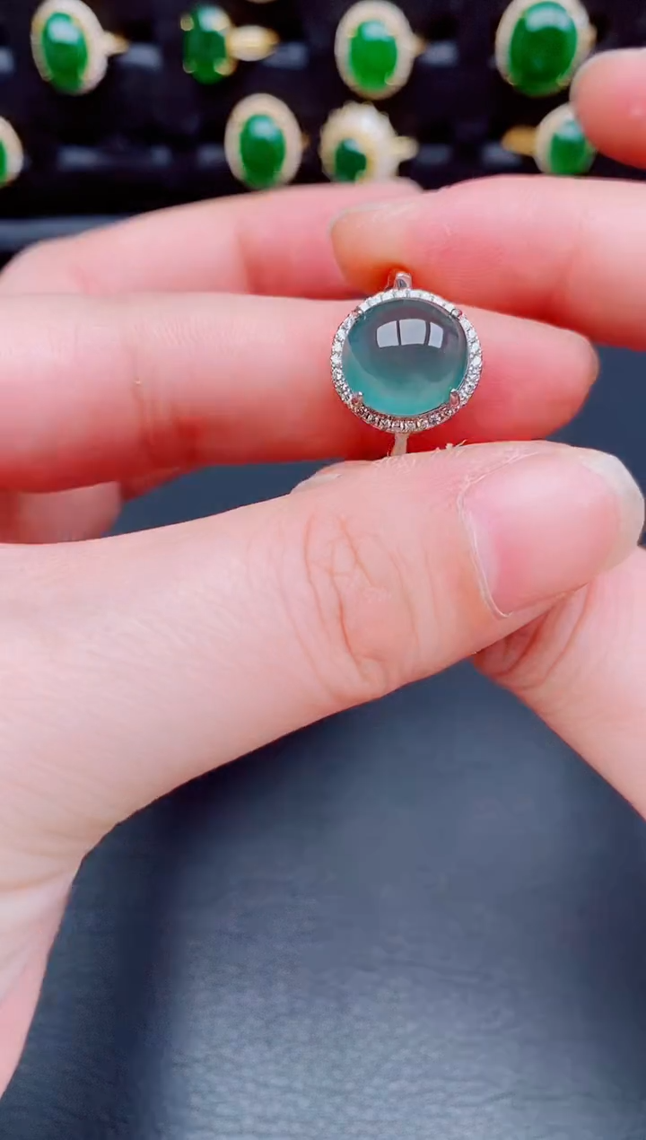【闪购商品】翡翠戒指银S925镶嵌天然a货翡翠208