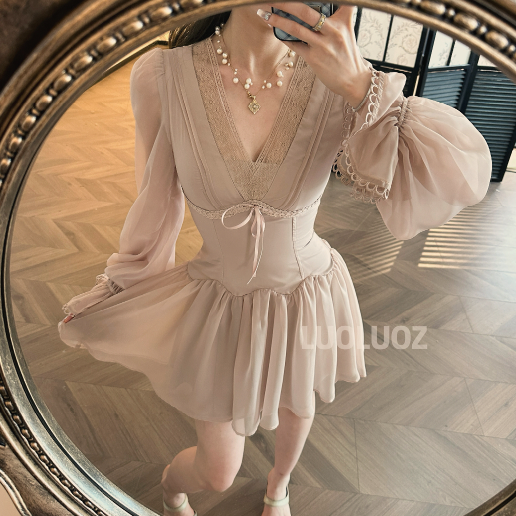 【现货】LUOLUOZ【洛神美人】气质淑女时尚收腰夏季长款连衣裙CC173