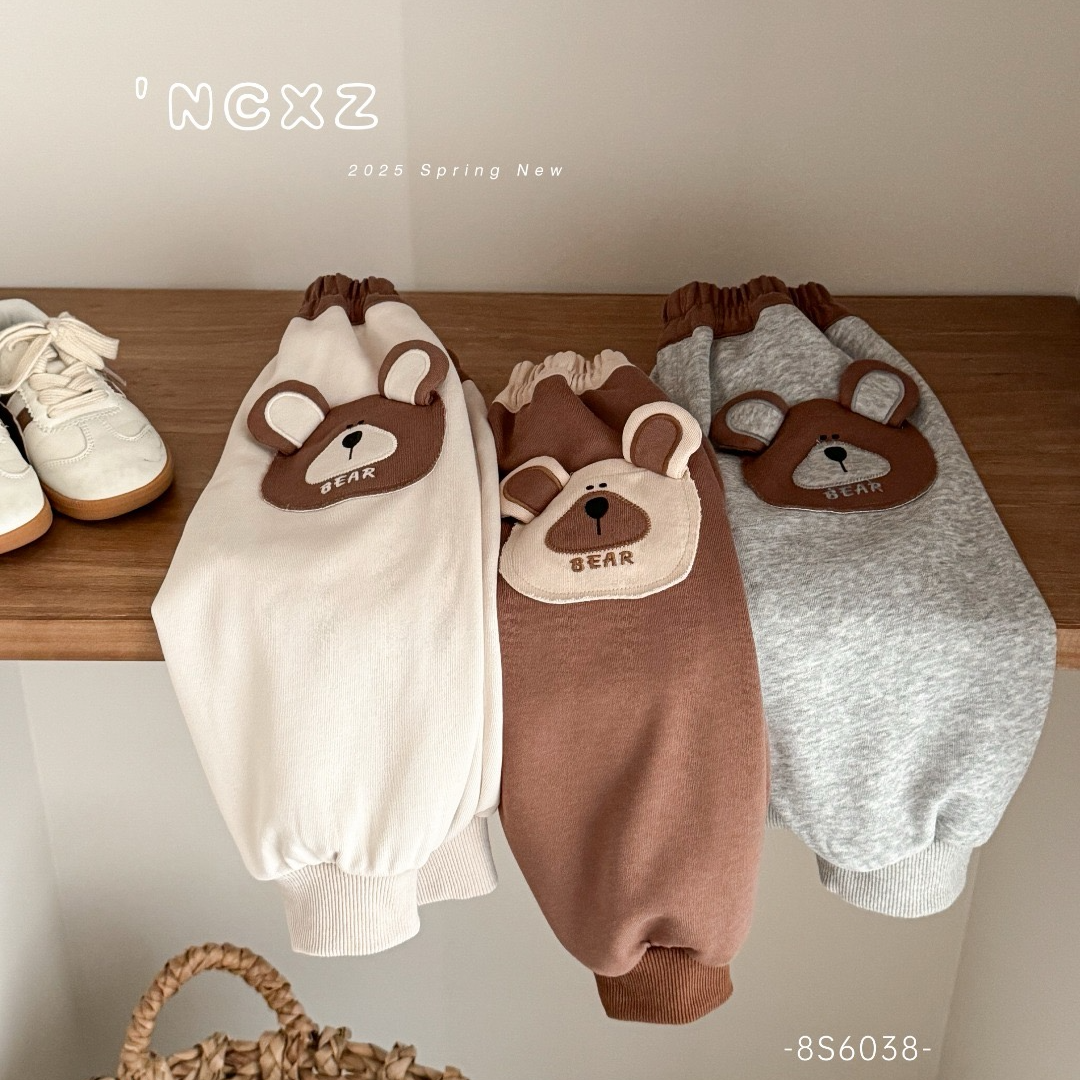 【NO退NO换】奶茶小猪儿童撞色小熊宽松卫裤-8S6038春秋洋气休闲