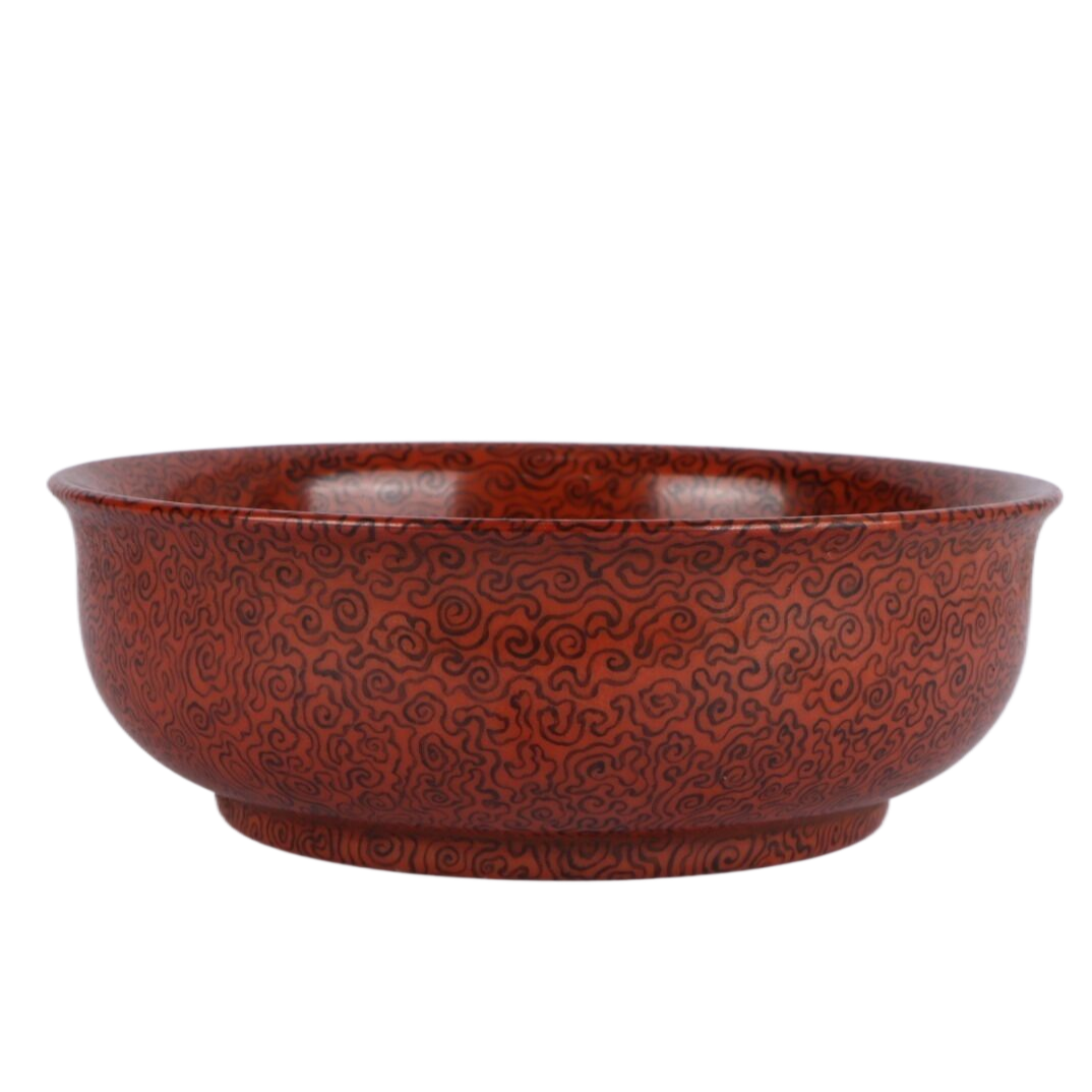 粉彩红地云纹小碗-7152