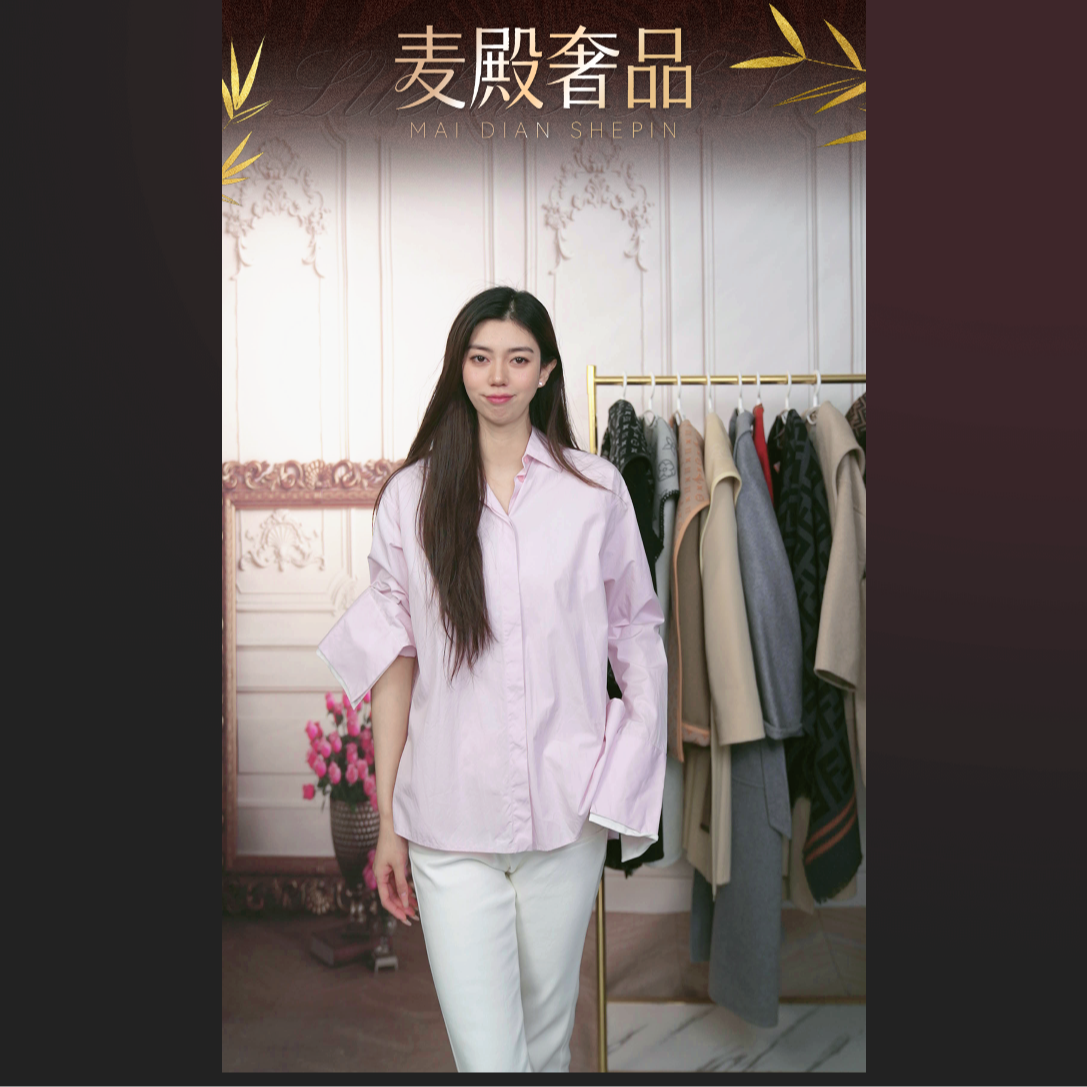 95新 LOEWE/罗意威 麦殿/纯棉衬衫32码粉色/250520ZSXHR01