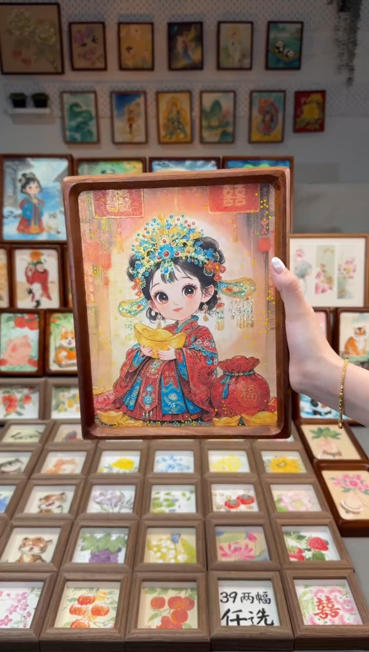 国画元宝福袋女孩 手绘国画10