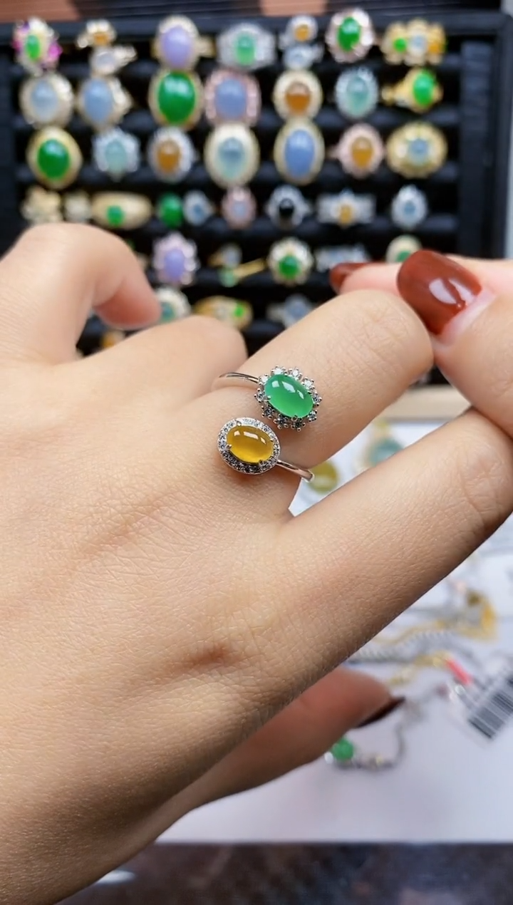 银S925镶嵌戒指翡翠333