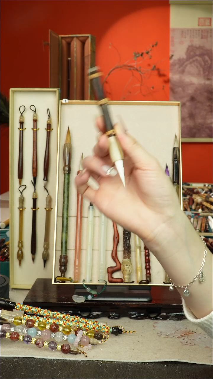 68号闪孤品高货毛笔链接 清水试笔 蘸墨不退