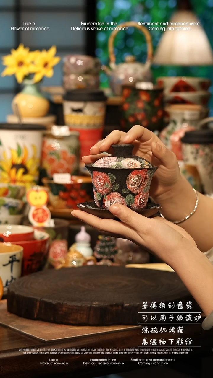 陶瓷景德镇高温釉下彩手工手绘款式