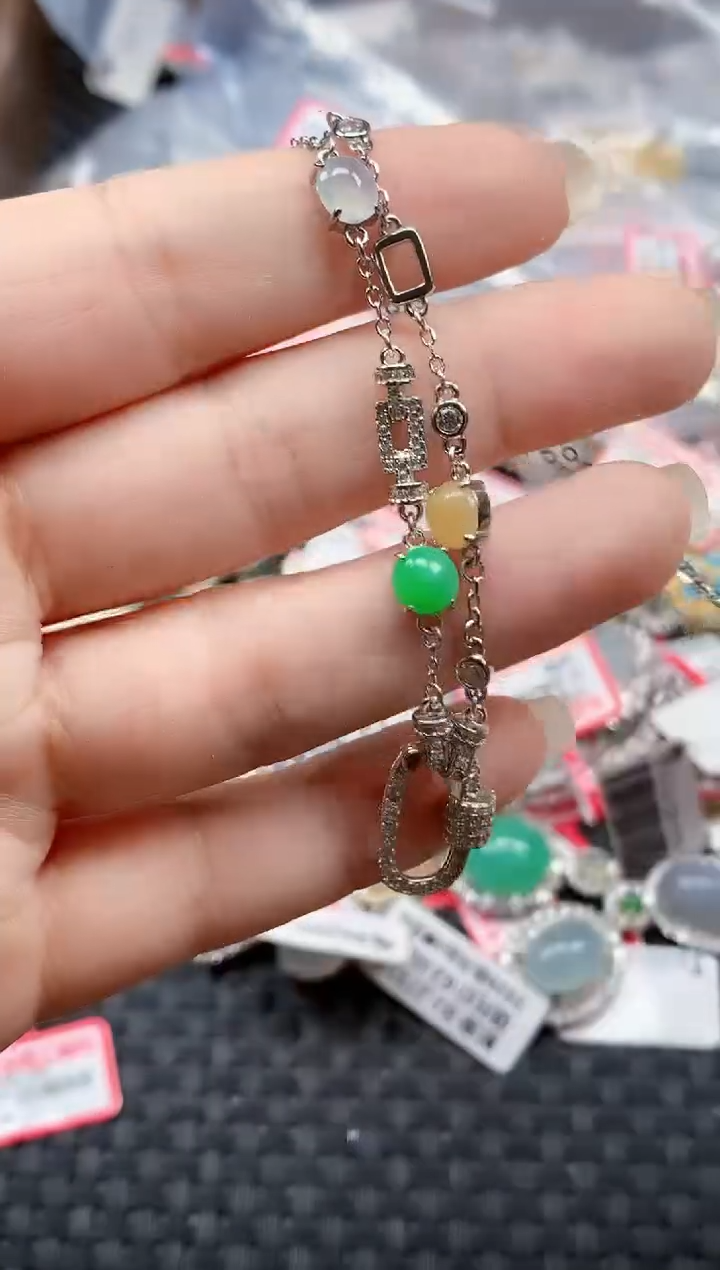 银S925镶嵌戒指翡翠天然A货缅甸翡翠