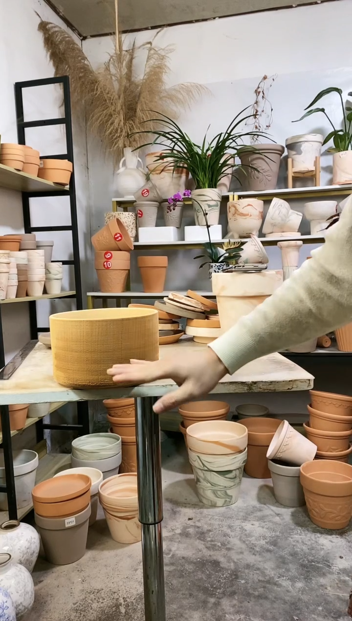 【闪购商品】红陶19*12红陶直筒布纹 1盆无托