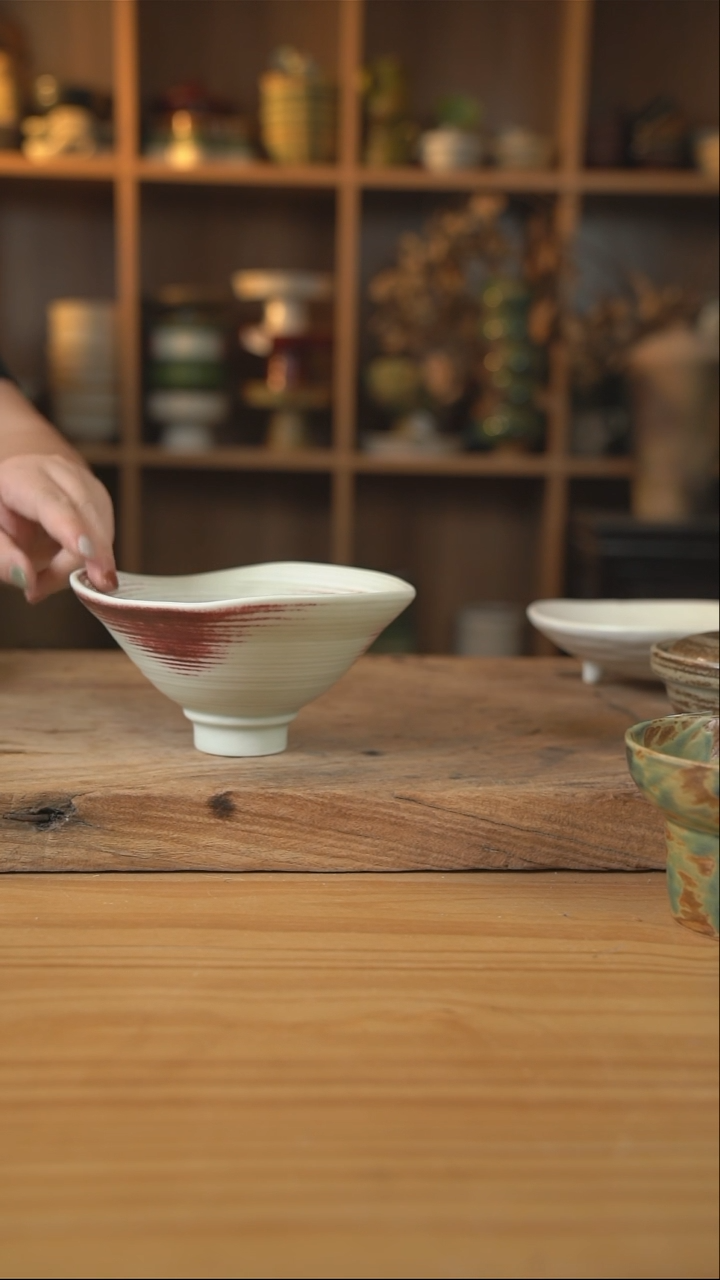 郎红系列的异形斗笠螺纹面碗