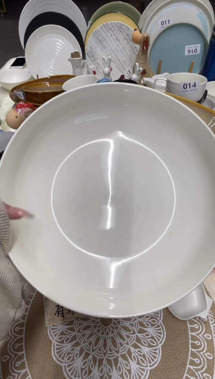 新骨瓷049瑕疵 浅色云纹石 10.25寸 深盘 