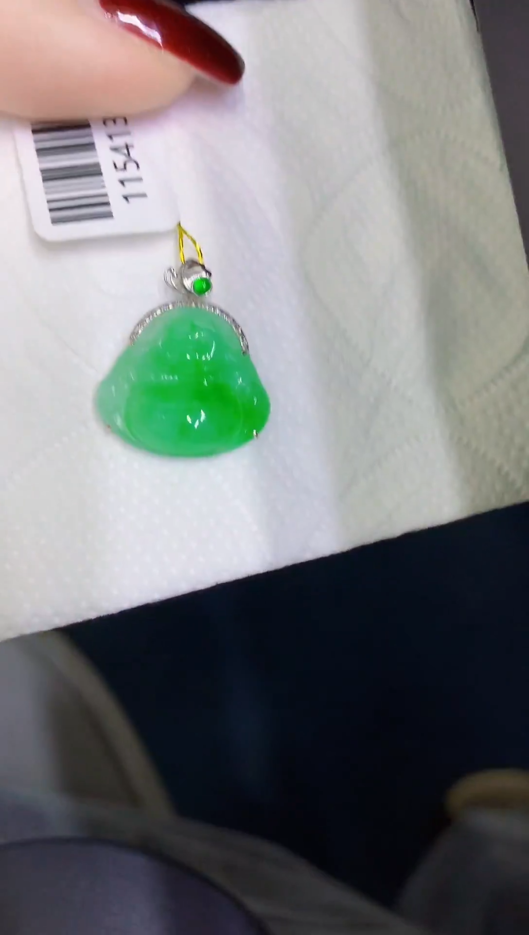 颈饰18K金镶嵌翡翠缅甸天然翡翠A货