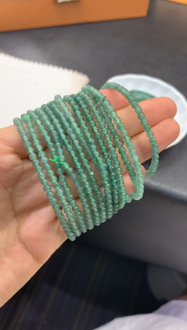 未镶嵌手链翡翠FC514 翡翠小米珠手串 多样性发其一