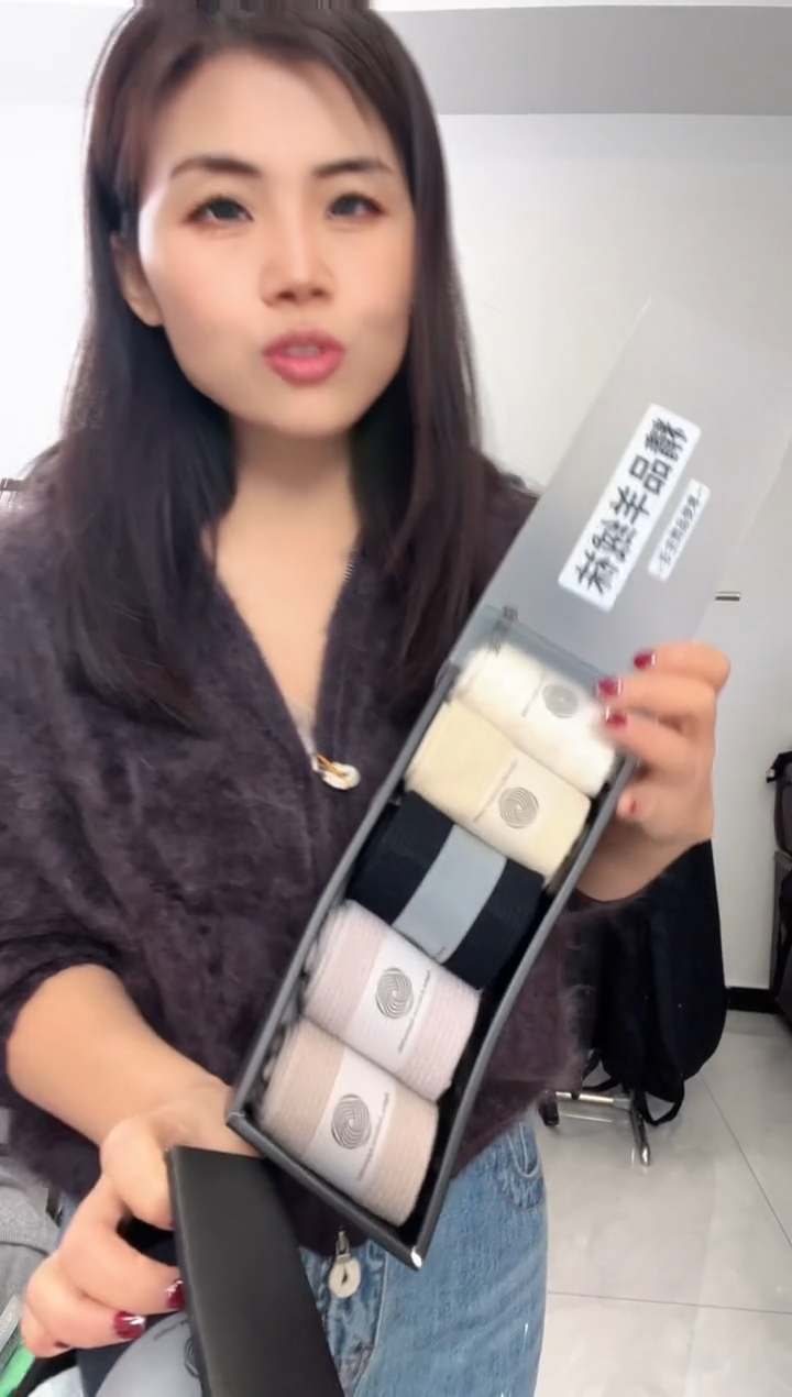 精纺羊绒羊毛袜子五双装女士平面和坑条下单备注