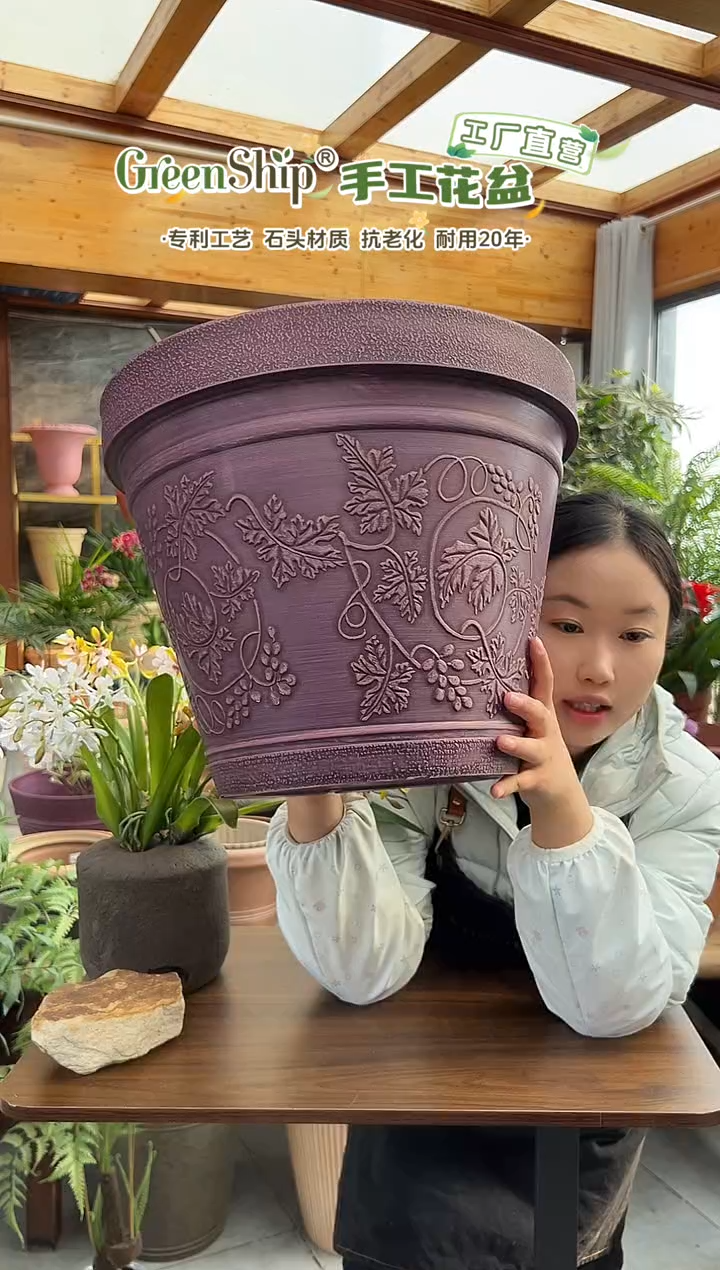 38*31/MF38/紫色浮雕纹理大花盆