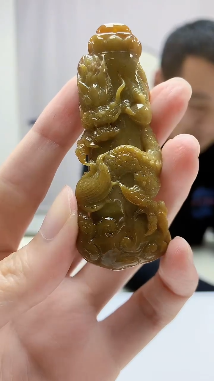 定制翡翠未镶嵌4898zm-毛货挂件龙柱306