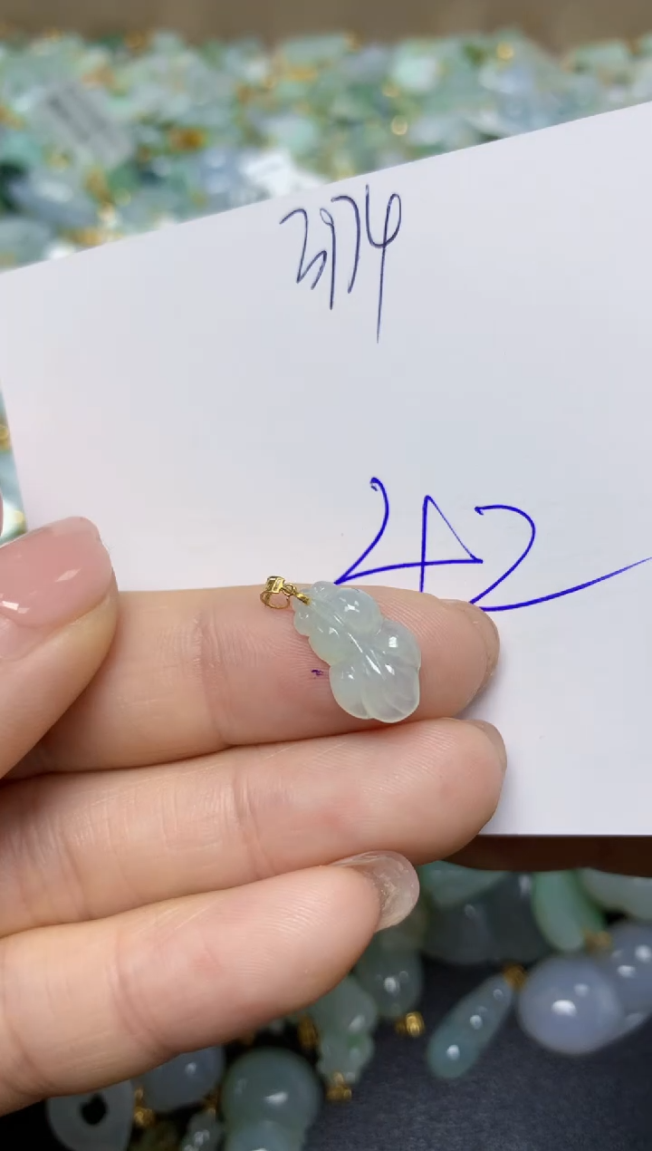 【闪购商品】翡翠挂件18K金镶嵌 天然翡翠A货