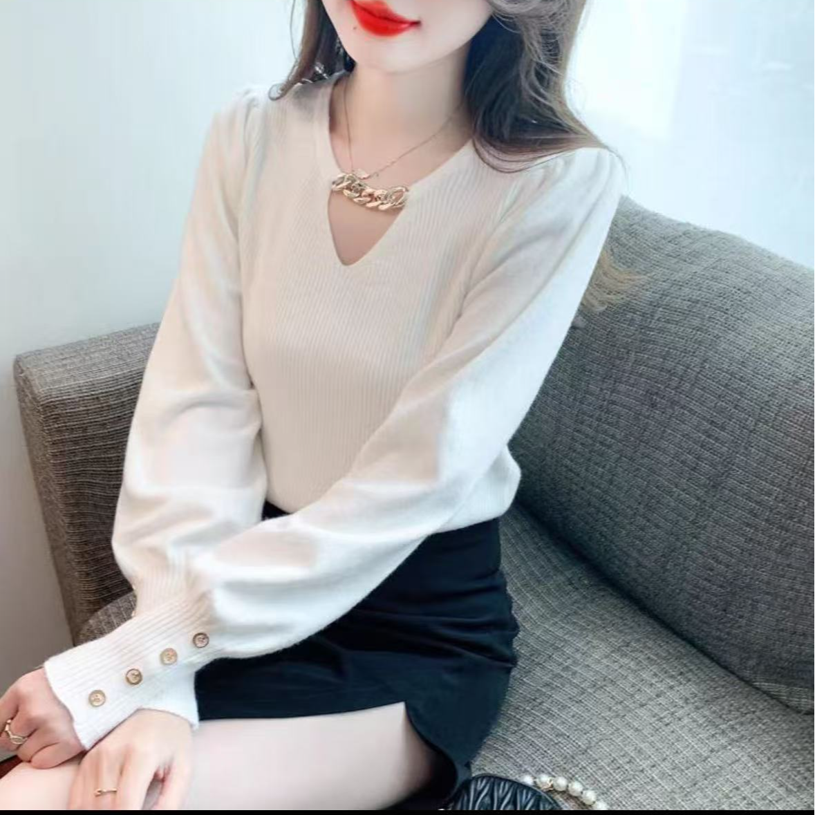 B590心机款链条打底毛衣