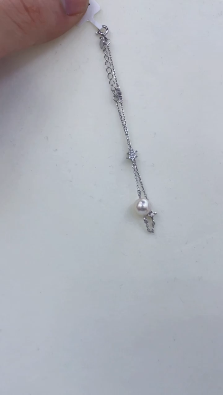 银S925镶嵌手链海水珍珠  