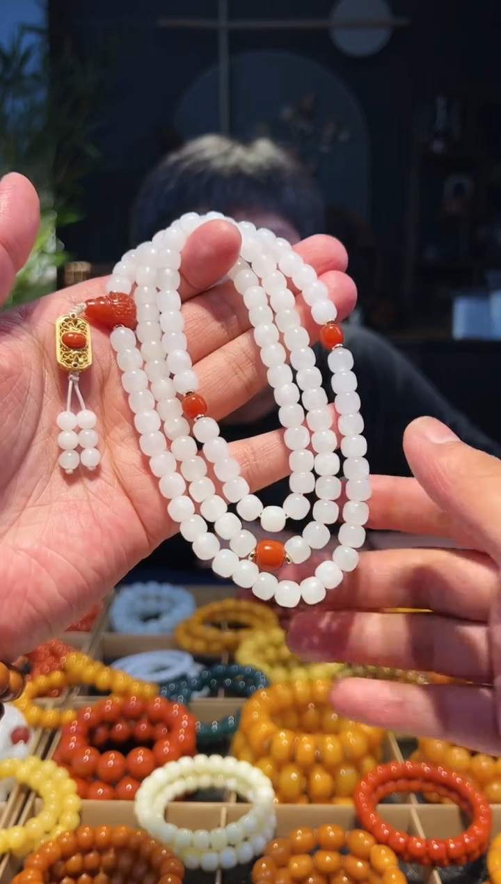 手串未镶嵌和田玉8+108多圈