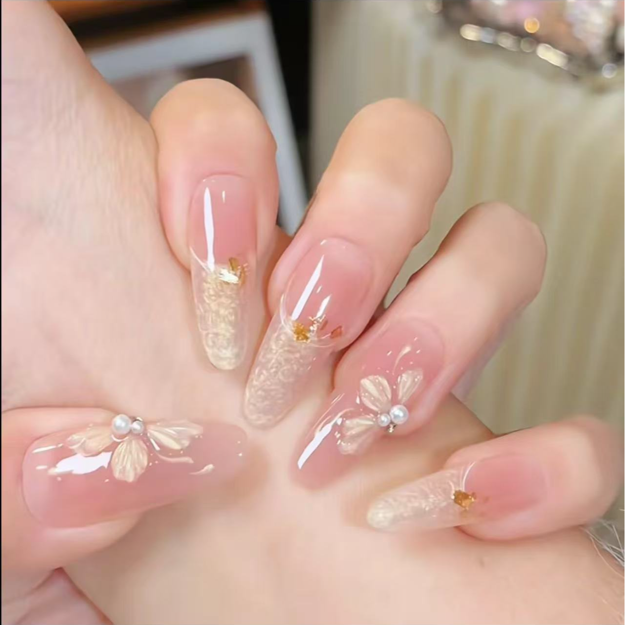 【奶油山茶】2025新款秋冬温柔手绘法式轻奢显白气质纯欲手工穿戴甲