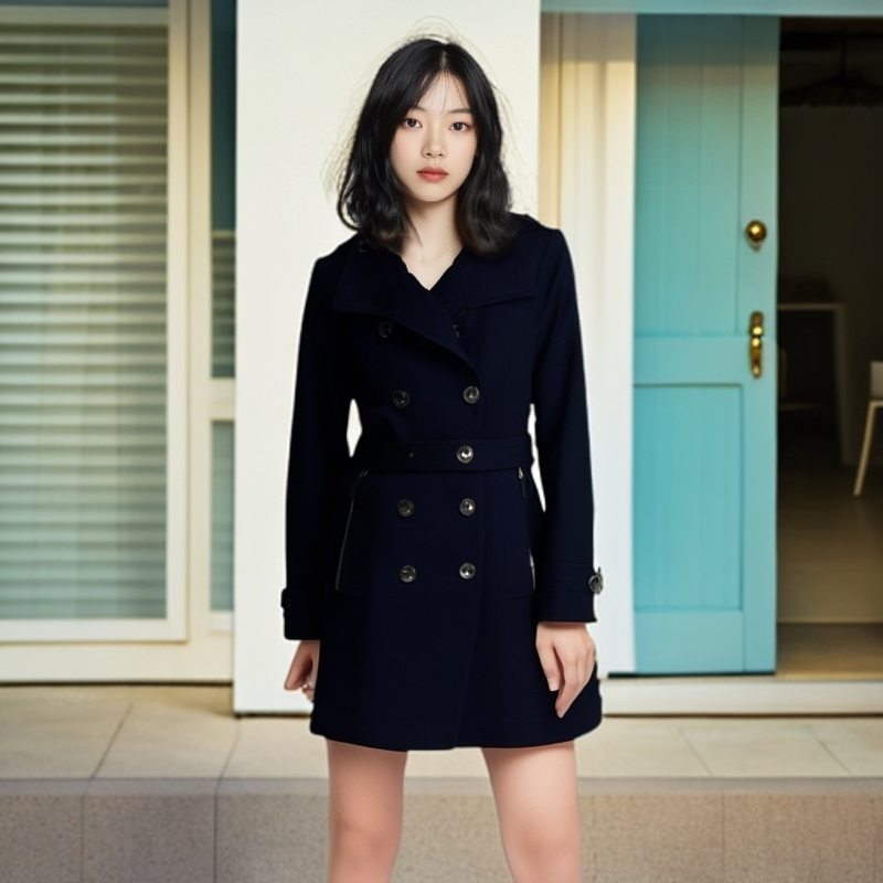 99新 BURBERRY/博柏利 /大衣/双排扣翻领羊毛大衣/UK8码/0001522