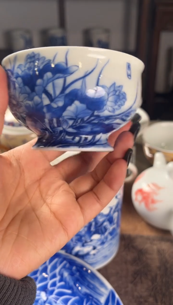 用****1景德镇文祥窑手工釉下彩陶瓷单杯