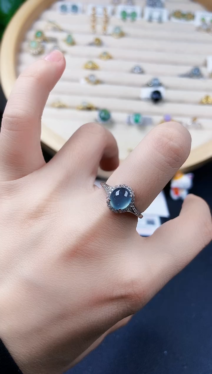 【闪购商品】翡翠戒指银S925镶嵌66466