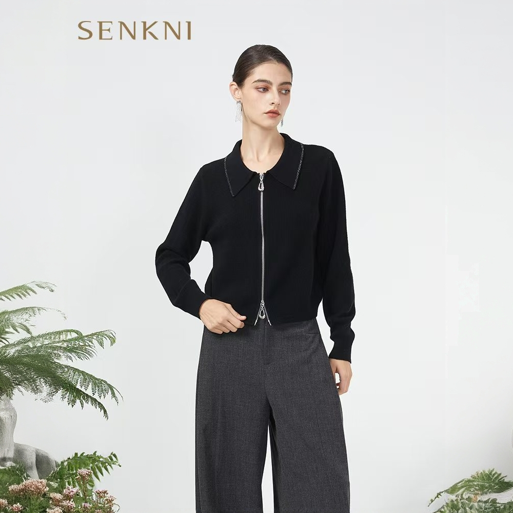 2025春季新品时尚休闲拉链款羊毛开衫