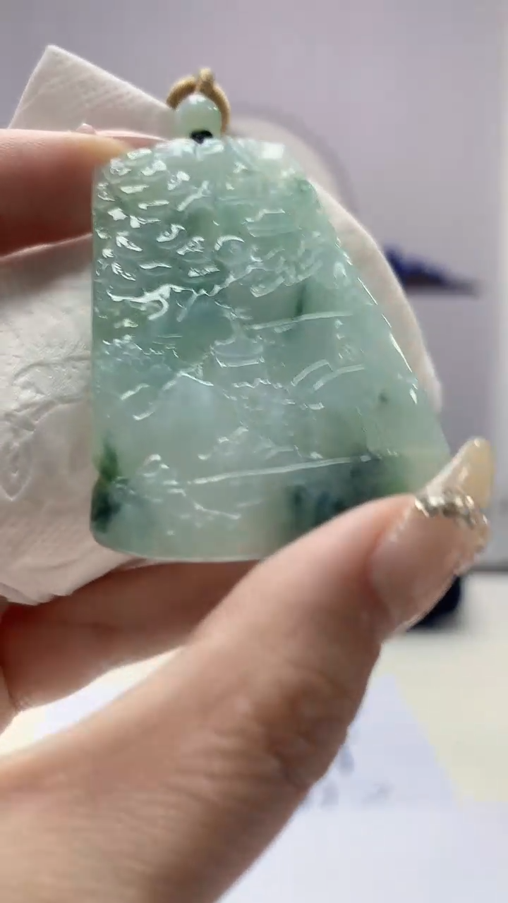 【闪购商品】定制翡翠未镶嵌0405DD-毛货挂件山水31