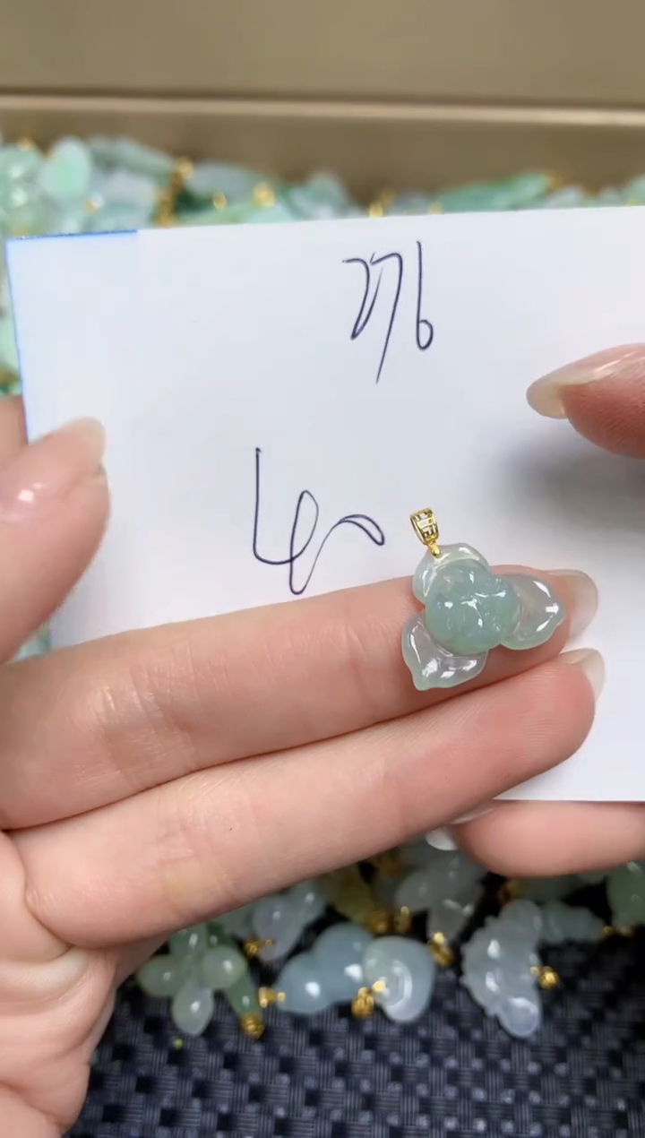 【闪购商品】翡翠颈饰18K金镶嵌天然缅甸A货翡翠