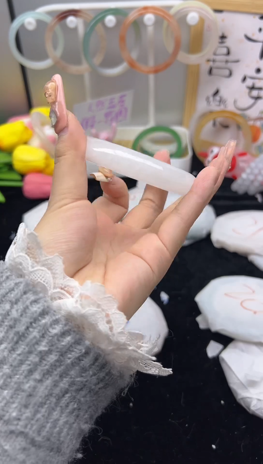 【闪购商品】石英质玉（黄龙玉）手镯未镶嵌48