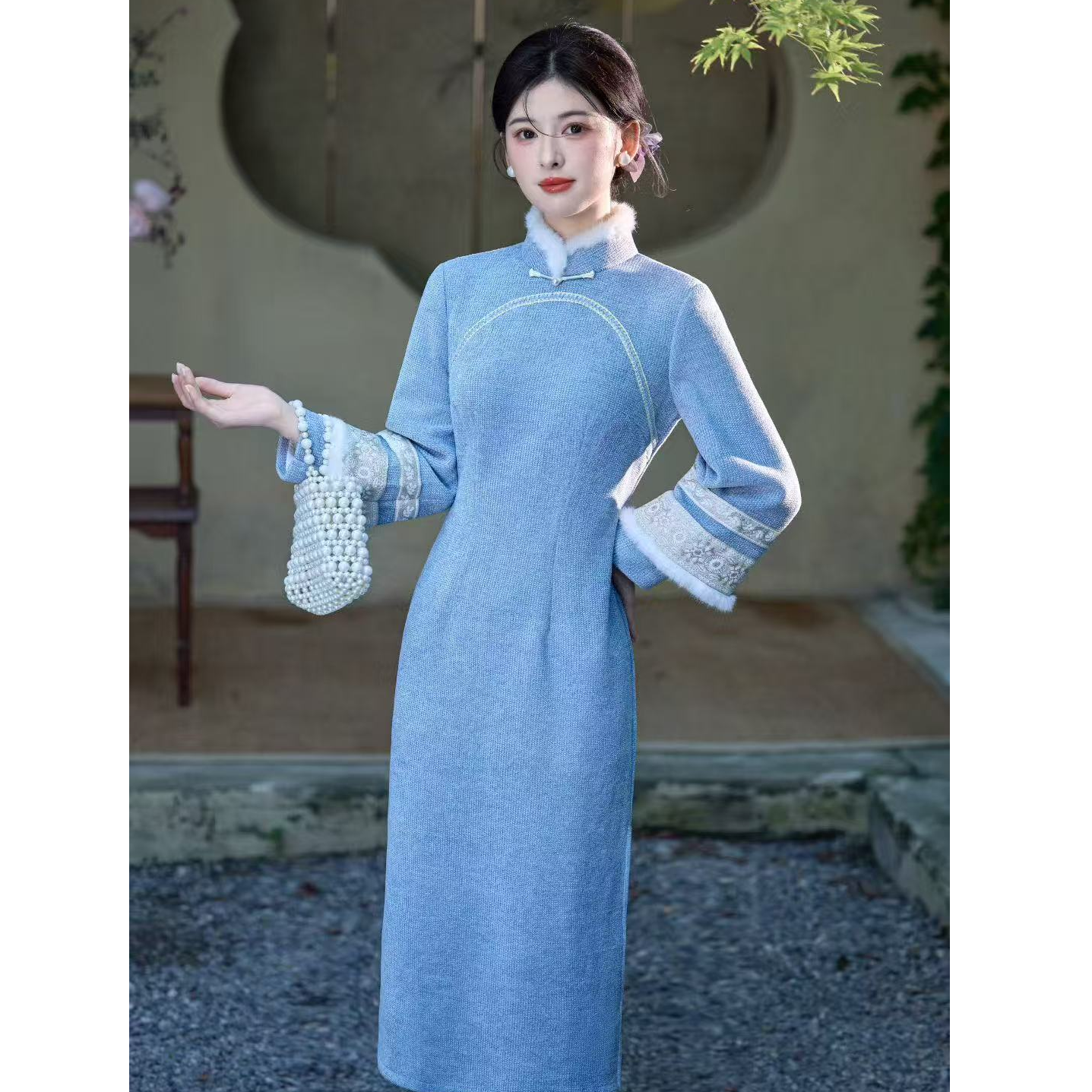 苏故里【小意柔柔】新款冬季加绒加厚气质女人味显瘦改良旗袍
