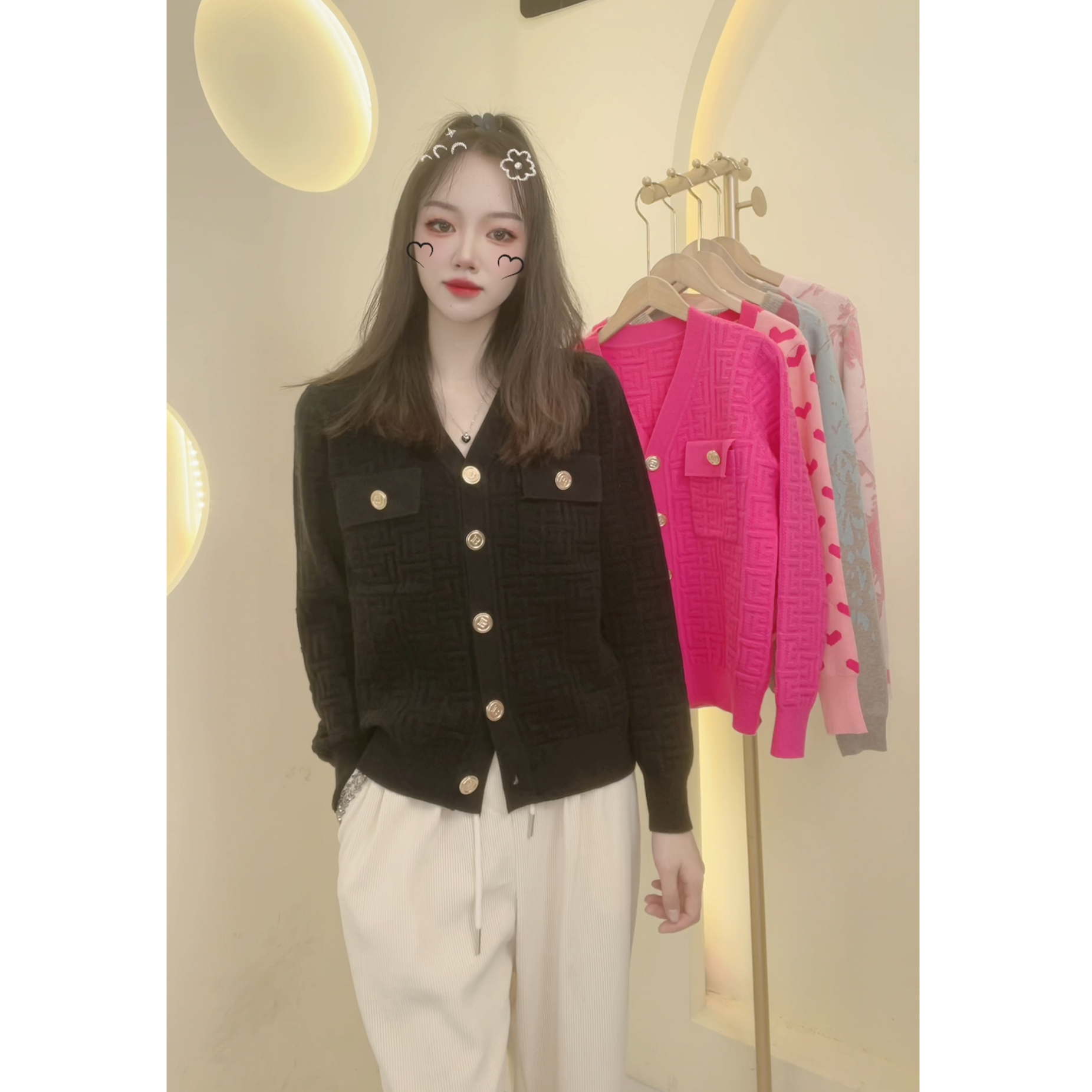 【精选大码80-200斤】提花秋冬气质显瘦时尚百搭小香风上衣款1796