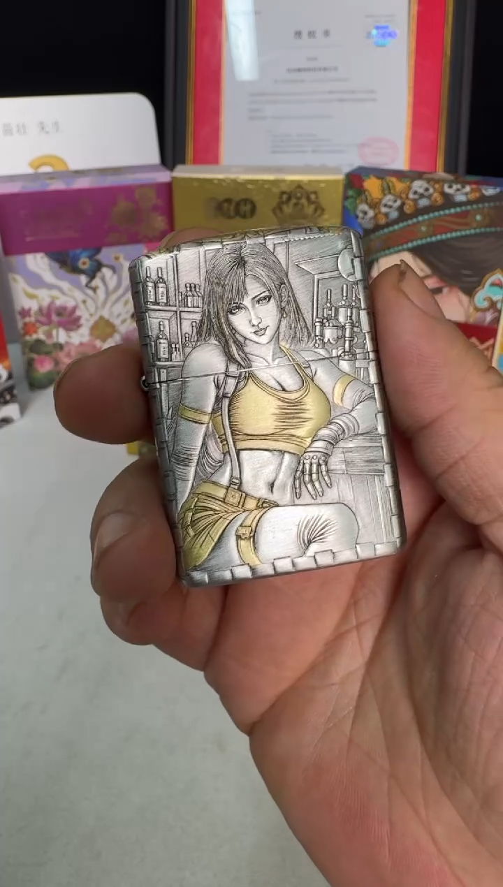 蒂法-3D盔甲熏银鎏金填漆Zippo