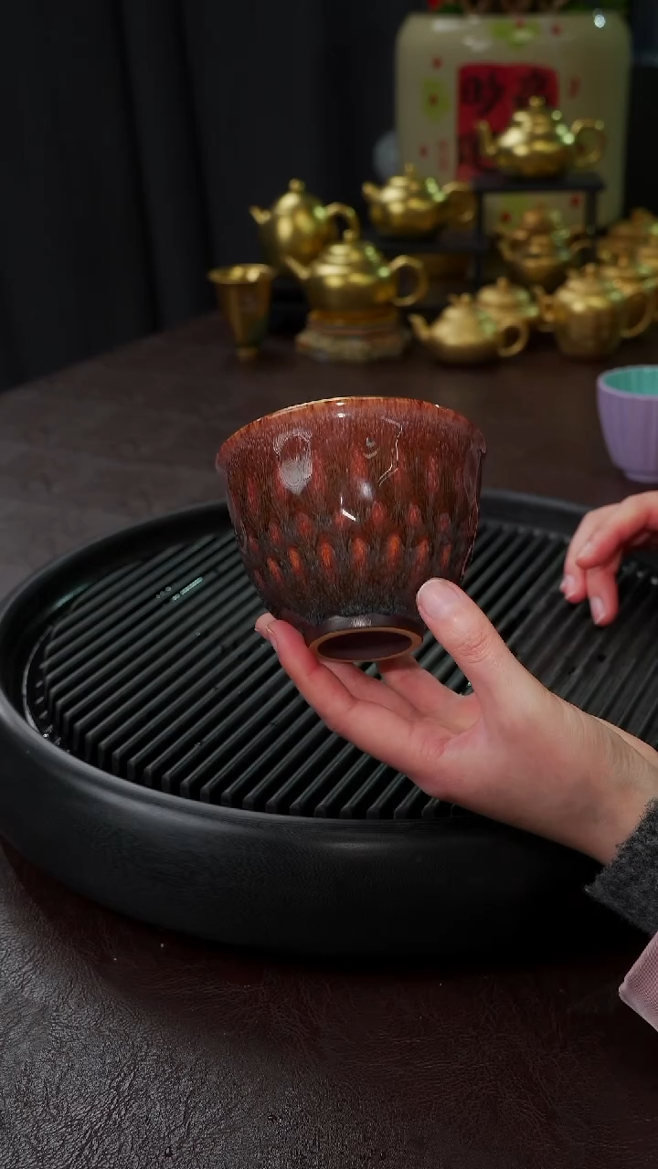 【闪购商品】杯【宜景窑天目釉红釉鎏金】大星月菩提