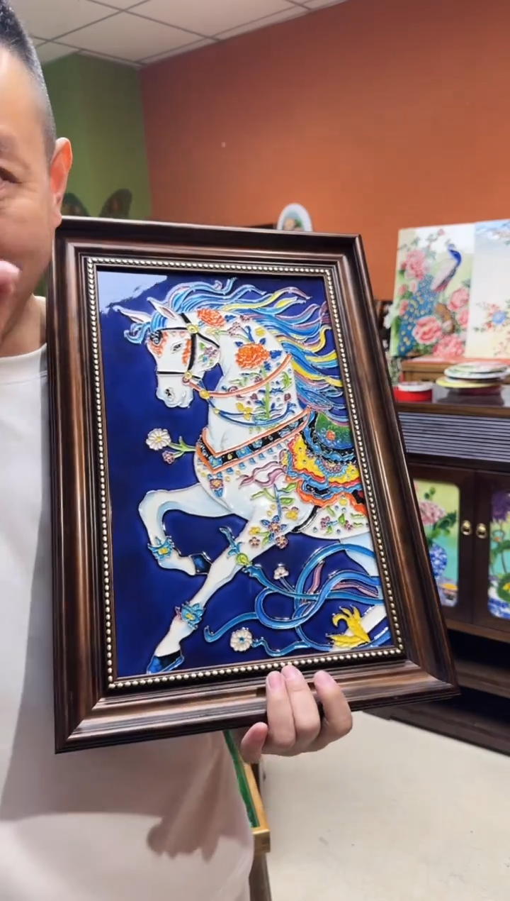 陶瓷 33.48挂画   蓝色马