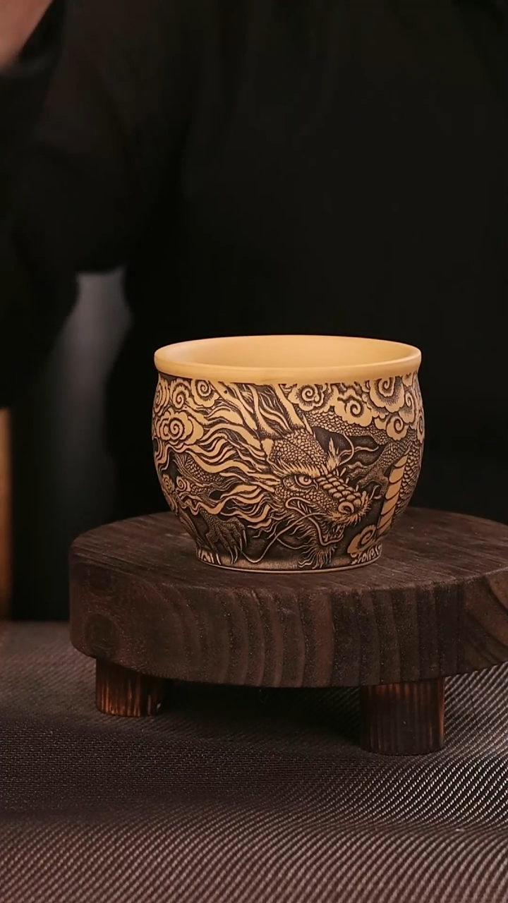 茶杯紫砂紫砂手工主人杯龙行天下
