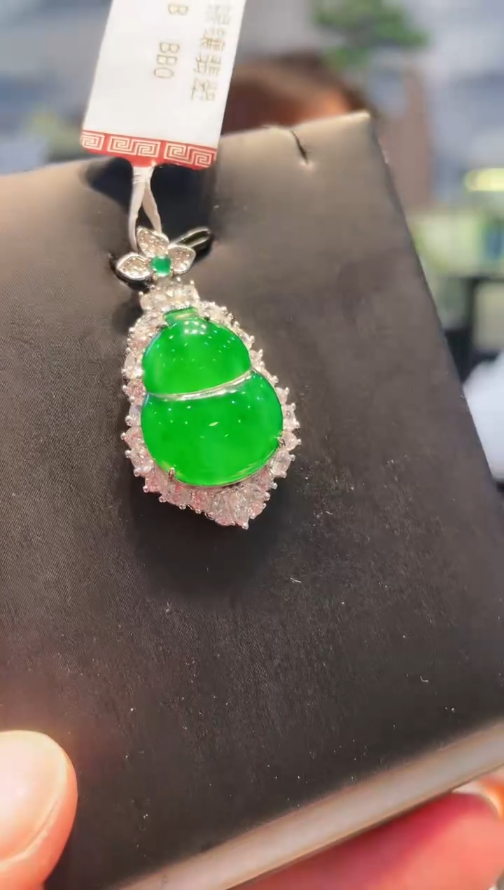 【闪购商品】翡翠颈饰银S925镶嵌A16天然A货翡翠