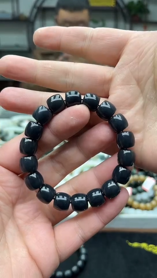 未镶嵌手串和田玉纯天然新疆于阗墨玉12